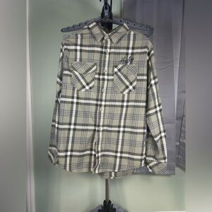 Hurley Gray and White Casual Button Down Shirt